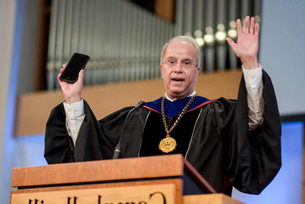 Campbellsville University President Dr. Michael V. Carter tells students to put others before themselves 1