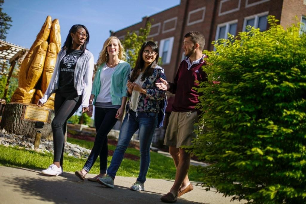 students walking on campus