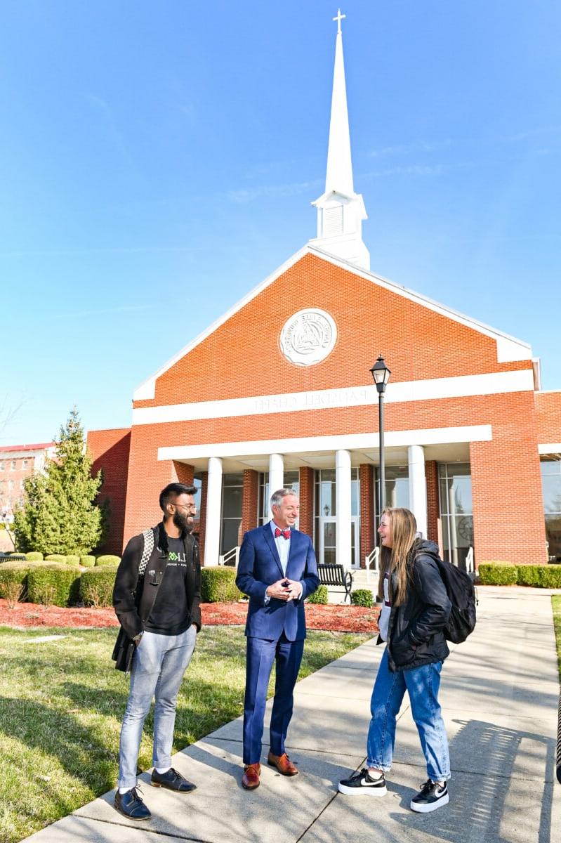 President Hopkins and students