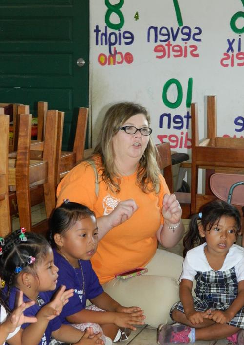 Rita Curtis of Leitchfield, Ky., a student in CU's graduate teaching leader, master of arts in education, interdisciplinary early childhood education program, calls teaching children in Belize a “humbling experience.” (Campbellsville University Photo by Victoria Hundley)