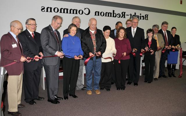 A ribbon cutting for the Bright-Redmon Commons and the Chowning Patio