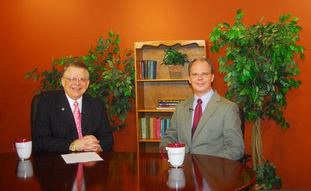 CAMPBELLSVILLE, Ky. – U.S. Rep. Brett Guthrie (R-Ky.) is interviewed by John Chowning, vice president for church and external relations and executive assistant to the president at Campbellsville, on his “Dialogue on Public Issues” show Aug. 13. Guthrie represents the Second Congressional District of Kentucky. The interview will air on CU’s WLCU TV-4 Sunday, Aug. 23, at 8 a.m.; Monday, Aug. 24, at 1:30 p.m. and 6:30 p.m. and Wednesday, Aug. 26, at 1:30 p.m. and 7 p.m. The show is on Comcast Cable Channel 10. (Campbellsville University Photo by Joan C. McKinney)