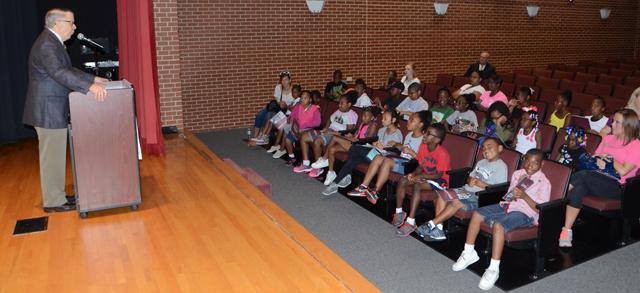 Dr. John Chowning, vice president for church and external relations and executive assistant to the president, told the students "CU is on the move." (Campbellsville University Photo by Drew Tucker)