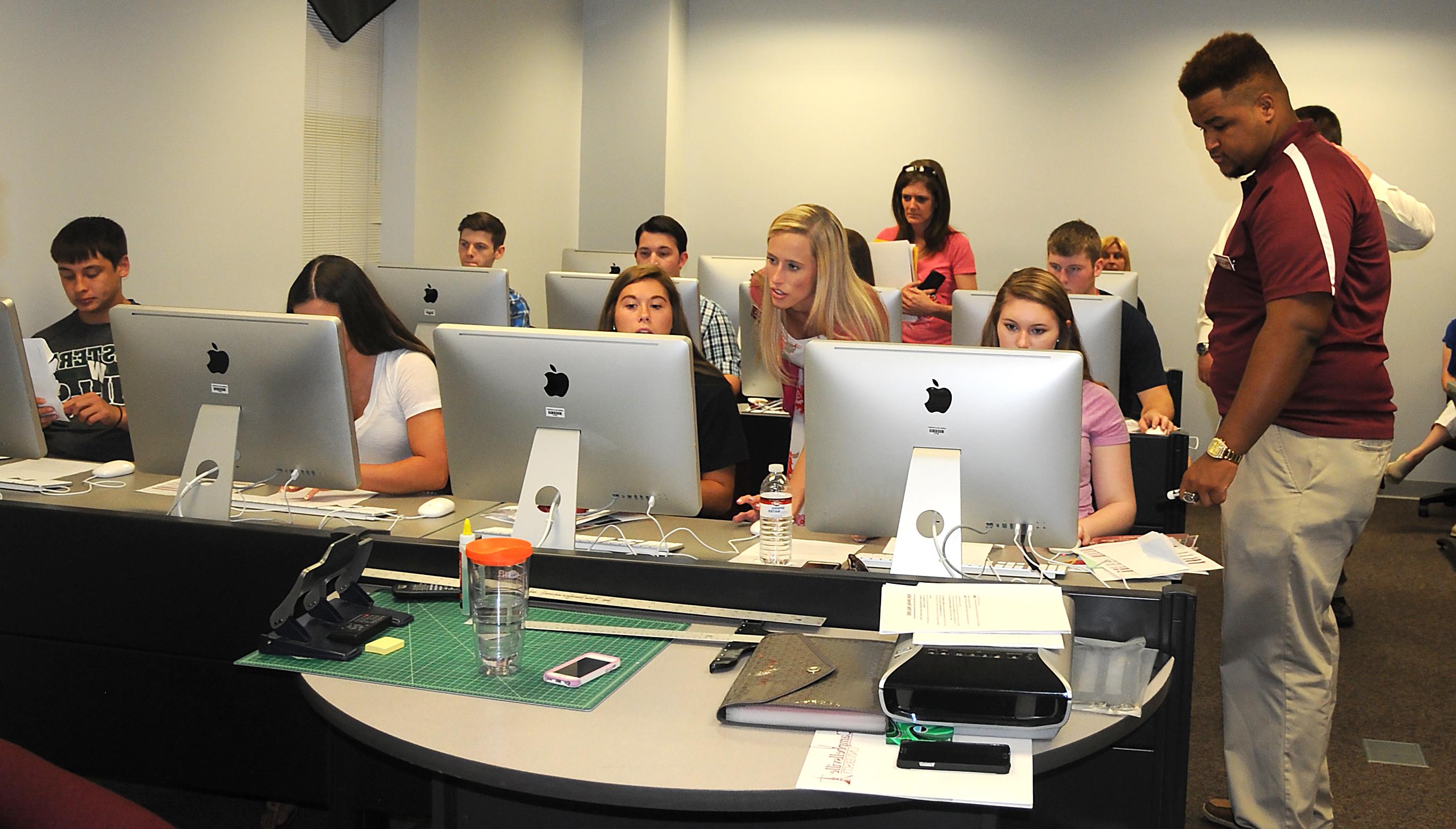 After signing-in, students are taken to Campbellsville University’s iMac lab to fill out information and create a student email address. 