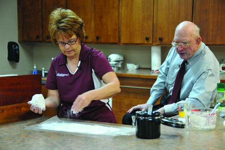 Paula Smith, right, was on Ed McGuire's show &quot;What's Cooking, Neigh- bor?&quot; (Campbellsville University Photo by Naranchuluu Amarsanaa)