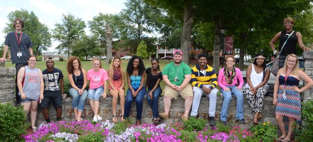 Campbellsville University hosted 14 students in the Summer Education Experience Program  from left: Front row – Nikki Cooper of Louisville, Ky.; Raven Rascoe of Fort Mill, S.C.; Emily  Antle of Shepherdsville, Ky.; Malik Campbell of Tucker, Ga.; Bennett Cobban of Louisville,  Ky.; Ron’Nesha Bussey of Louisville, Ky.; Sierra Williams of Ft. Knox, Ky.; Rose Robidoux  of Rineyville, Ky.; Amanda Lindsey of Leitchfield, Ky.; Courtney Reece of London, Ky.;  Demetrius Smith of Decatur, Ga.; and Jaclyn Perdue of Columbia, Ky. Back row –  Brittani Swearingen of Louisville, Ky., and Alex Magsam of Columbia, Ky. (Campbellsville University Photo by Drew Tucker)