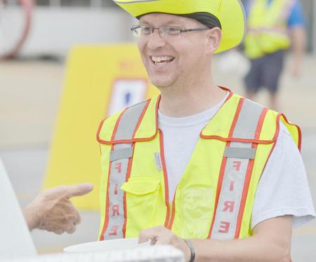 Tony Grider, known for his happy and uplifting spirit, died Saturday  afternoon. Grider and three other Campbellsville Fire & Rescue  firefighters were injured about a month ago when they were helping  with an ALS ice bucket challenge on the Campbellsville University  campus. Above, Grider is shown at last year's Crusade for Children  collection drive. (CKNJ Photo by Calen McKinney)