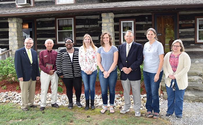 From left to right Dr. Robin Magruder, associate professor of Education; Amy Berry, Environmental educator and instructor in Environmental Sciences; George Howell; Shelby White; Hannah Dowell; Tanisha Bruce; Paul Osborne, and John Chowning, executive assistant to the President, Government, Community and Constituent Relations, take a group photo after the award ceremony. (Campbellsville University Photo by Brooklyn Kassinger) 